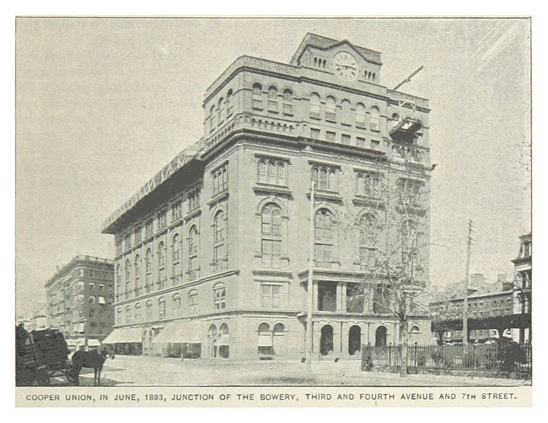 The Cooper Union in 1893
New York City The Cooper Union in 1893
New York City