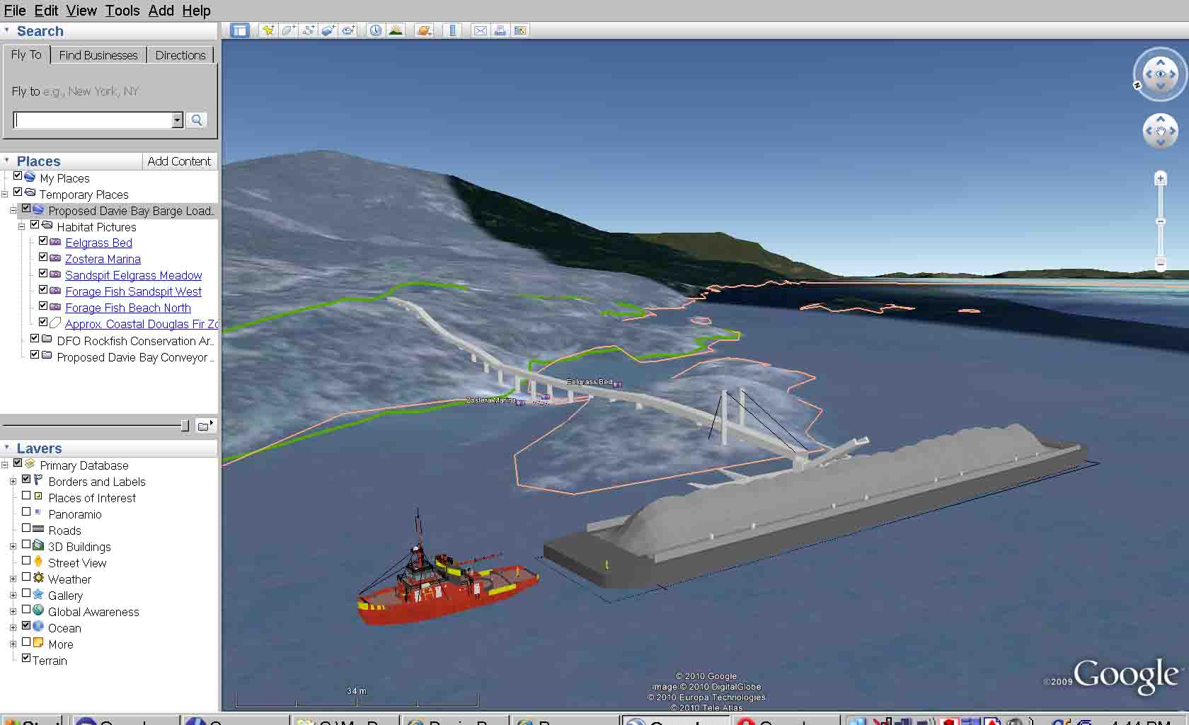 Proposed barge loading Davie Bay, BC