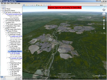 Existing and proposed tar sands open pit mines, Alberta